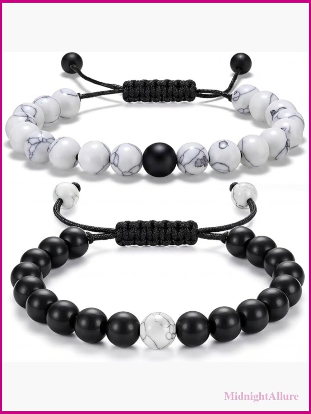 Couples Matching Stretch Bracelets 8mm Natural Howlite & Agate